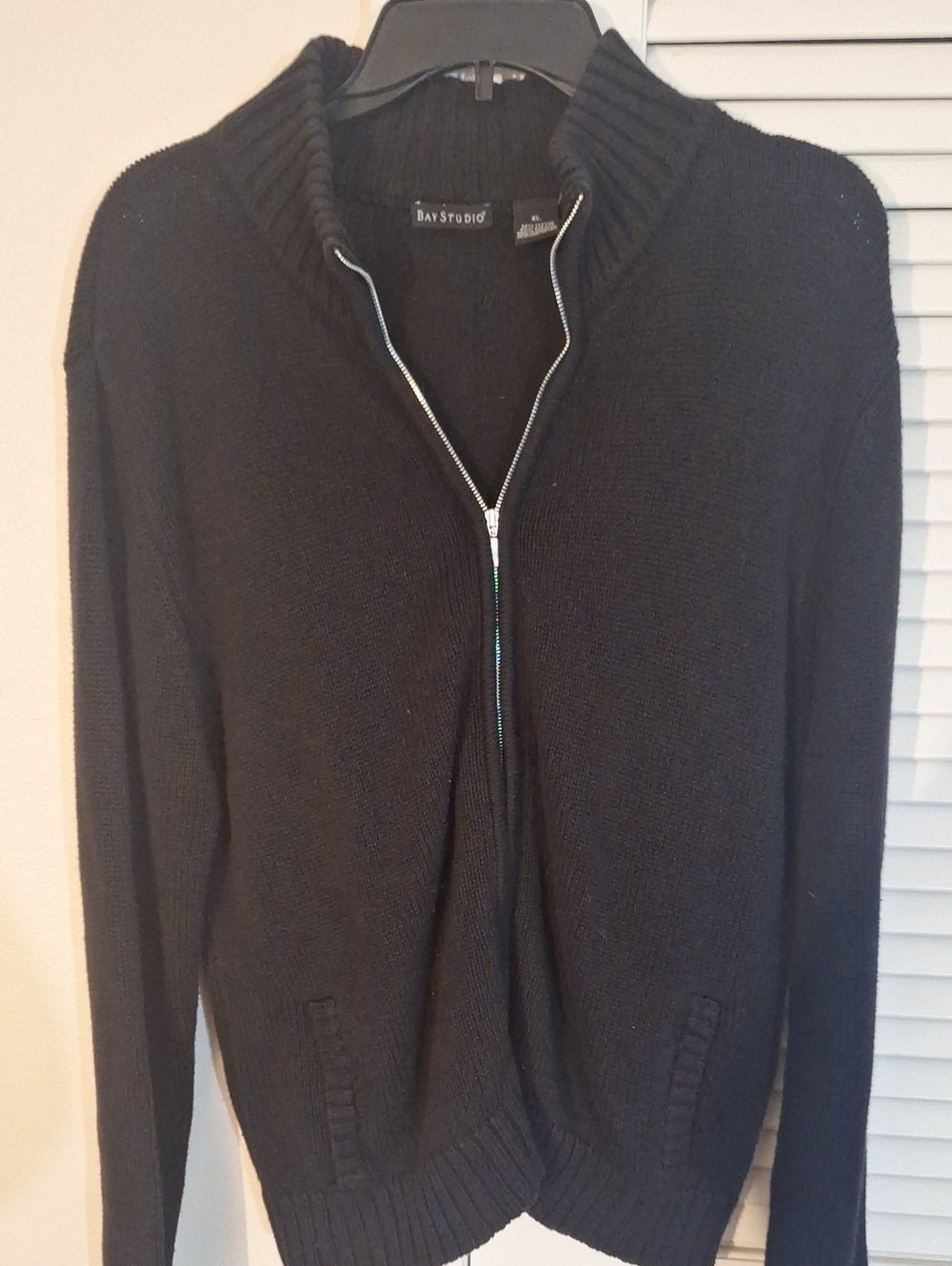 Bay Studio Men's Black Full-Zip Mock Neck Sweater